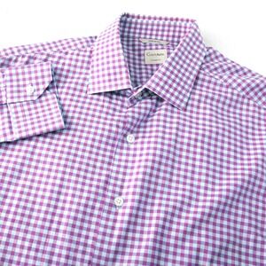 Culturata Button Down Shirt Mens XL Purple Gingham Tailored Fit Made in Italy